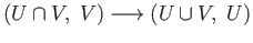 $\displaystyle \begin{CD}
@> >> H_n(U\cap U) @> >> H_n(V) @> >> H_n(V,\; U\cap V...
...) @> >>H_n(U\cup V) @> >> H_n(U\cap V,\; U) @> >> H_{n-1}(U) @> >> \\
\end{CD}$