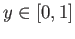 $ y \in [0, 1]$