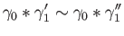 $\displaystyle \gamma_0 \ast \gamma_1^\prime \sim \gamma_0 \ast \gamma_1^{\prime \prime}
$