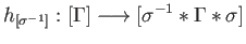 $\displaystyle h_{[\sigma^{-1}]}:[\Gamma] \longrightarrow [\sigma^{-1} \ast \Gamma \ast \sigma]
$