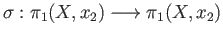 $\displaystyle \sigma : \pi_1(X,x_2) \longrightarrow \pi_1(X,x_2)
$