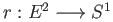 $ r : E^2 \longrightarrow S^1$