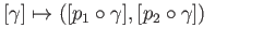 $\displaystyle \phantom{}[\gamma] \mapsto ([p_1\circ \gamma], [p_2\circ \gamma]) \phantom{XXX}$