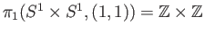 $ \pi_1(S^1\times S^1, (1, 1)) = \mathbb{Z}\times \mathbb{Z}$