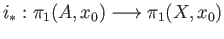 $ i_*:\pi_1(A, x_0)\longrightarrow \pi_1(X, x_0)$