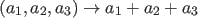 $ (a_1, a_2, a_3) \to a_1 +a_2 +a_3$