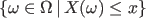 $ \{ \omega \in \Omega \, \vert \, X(\omega) \leq x \}$