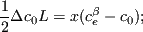 \begin{displaymath}
L = \frac{2 x (c_e^{\beta} - c_0)}{\Delta c_0}.
\end{displaymath}