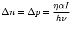 $\displaystyle \Delta n = \Delta p = \frac{\eta\alpha I}{h\nu}$