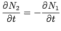 $\displaystyle \frac{\partial N_2}{\partial t}= - \frac{\partial N_1}{\partial t}$