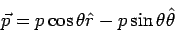 \begin{displaymath}\vec p = p\cos\theta\hat r - p\sin\theta\hat\theta\end{displaymath}