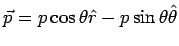 $\vec p = p\cos\theta\hat r - p\sin\theta\hat\theta$