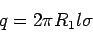 \begin{displaymath}q = 2\pi R_1l\sigma \end{displaymath}