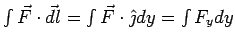 $\int\vec F\cdot\vec {dl} = \int\vec F\cdot\hat\jmath dy=\int F_ydy$