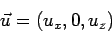 \begin{displaymath}\vec u = (u_x, 0, u_z)\end{displaymath}