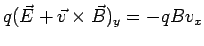 $\displaystyle q(\vec E + \vec v\times\vec B)_y = - qBv_x$