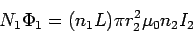 \begin{displaymath}N_1\Phi_1 = (n_1L)\pi r_2^2 \mu_0n_2I_2 \end{displaymath}