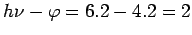 $ h\nu-\varphi = 6.2-4.2 = 2$