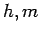 $ h,m$