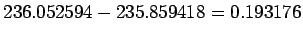 $ 236.052594-235.859418= 0.193176$