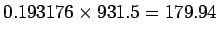 $ 0.193176\times 931.5=179.94$