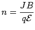 $\displaystyle n = \frac{JB}{q{\cal E}}$