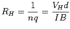 $\displaystyle R_H = \frac{1}{nq}= \frac{V_Hd}{IB}$