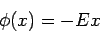 \begin{displaymath}\phi(x) = - Ex\end{displaymath}