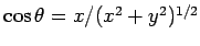 $\cos\theta = x/(x^2+y^2)^{1/2}$
