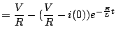 $\displaystyle =\frac{V}{R}-(\frac{V}{R}-i(0))e^{-\frac{R}{L}t}$