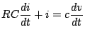 $\displaystyle RC\frac{di}{dt}+i=c\frac{dv}{dt}$