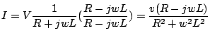 $\displaystyle I=V\frac{1}{R+jwL}(\frac{R-jwL}{R-jwL})=\frac{v(R-jwL)}{R^2+w^2L^2}$
