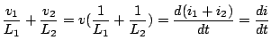 $\displaystyle \frac{v_1}{L_1}+\frac{v_2}{L_2}=v(\frac{1}{L_1}+\frac{1}{L_2})=\frac{d(i_1+i_2)}{dt}=\frac{di}{dt}$