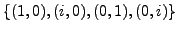 $ \{(1,0),
(i, 0), (0,1), (0, i)\}$