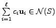 $ \sum\limits_{i=1}^{\ell} c_i {\mathbf u}_i \in {\cal N}(S)$
