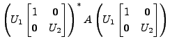 $\displaystyle \left( U_1 \begin{bmatrix}1 & {\mathbf 0}\\ {\mathbf 0}& U_2
\end...
...left(U_1 \begin{bmatrix}1 & {\mathbf 0}\\ {\mathbf 0}& U_2
\end{bmatrix}\right)$