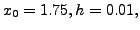 $ x_0 = 1.75, h= 0.01,$