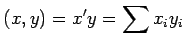 $\displaystyle (x,y)=x'y=\sum x_iy_i$