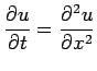 $\displaystyle \frac{\partial u}{\partial t}=\frac{\partial^{2}u}{\partial x^{2}}$