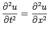 $\displaystyle \frac{\partial^{2}u}{\partial t^{2}}=\frac{\partial^{2}u}{\partial x^{2}}$