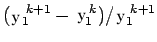 $\displaystyle (Y_1^{k+1}-Y_1^k)/Y_1^{k+1}$