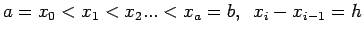 $ a=x_0 < x_1 < x_2 ... < x_a =b
, \,\, \, x_i - x_{i-1}=h$